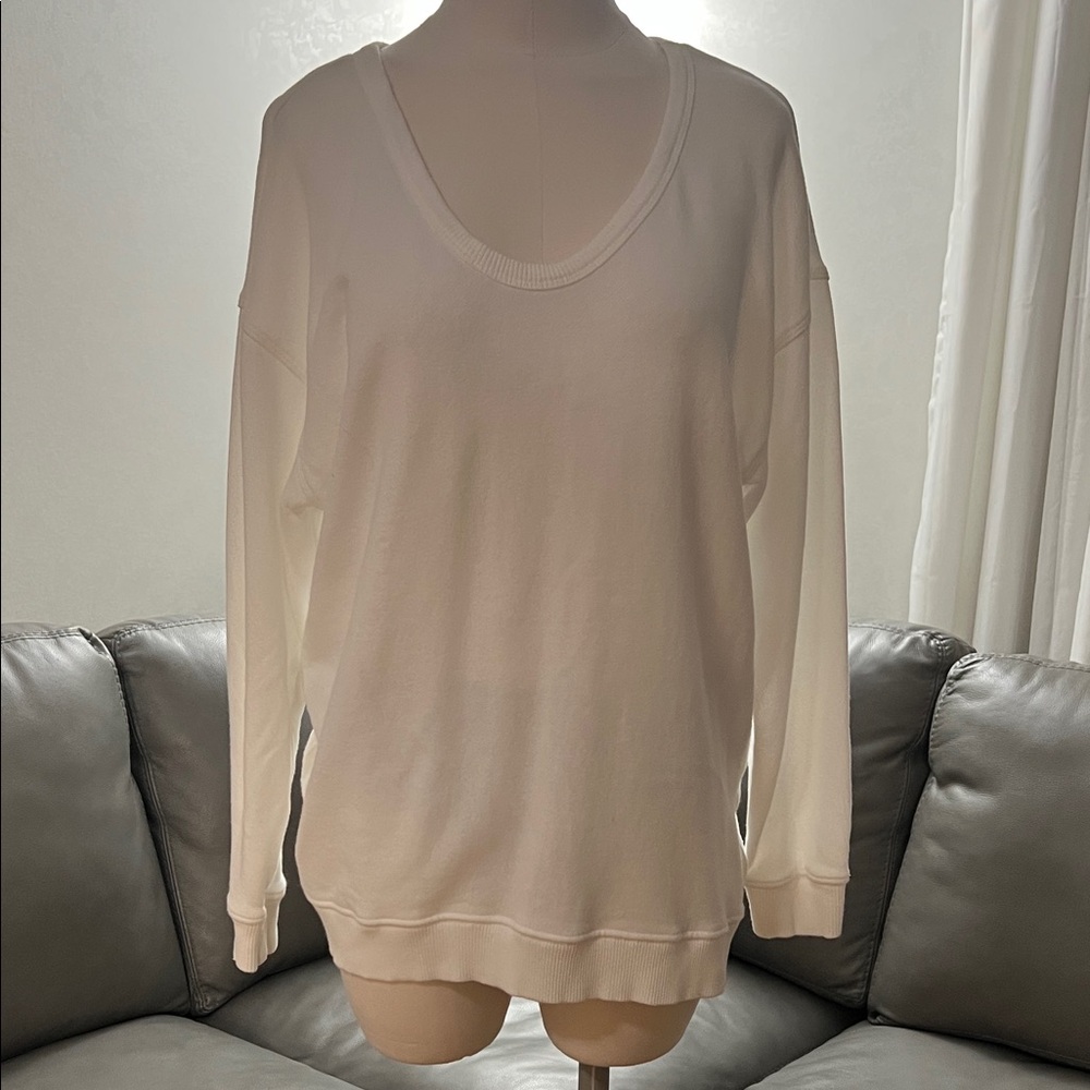 Aerie Oversized Cozy White Long-Sleeve Sweatshirt – XXS